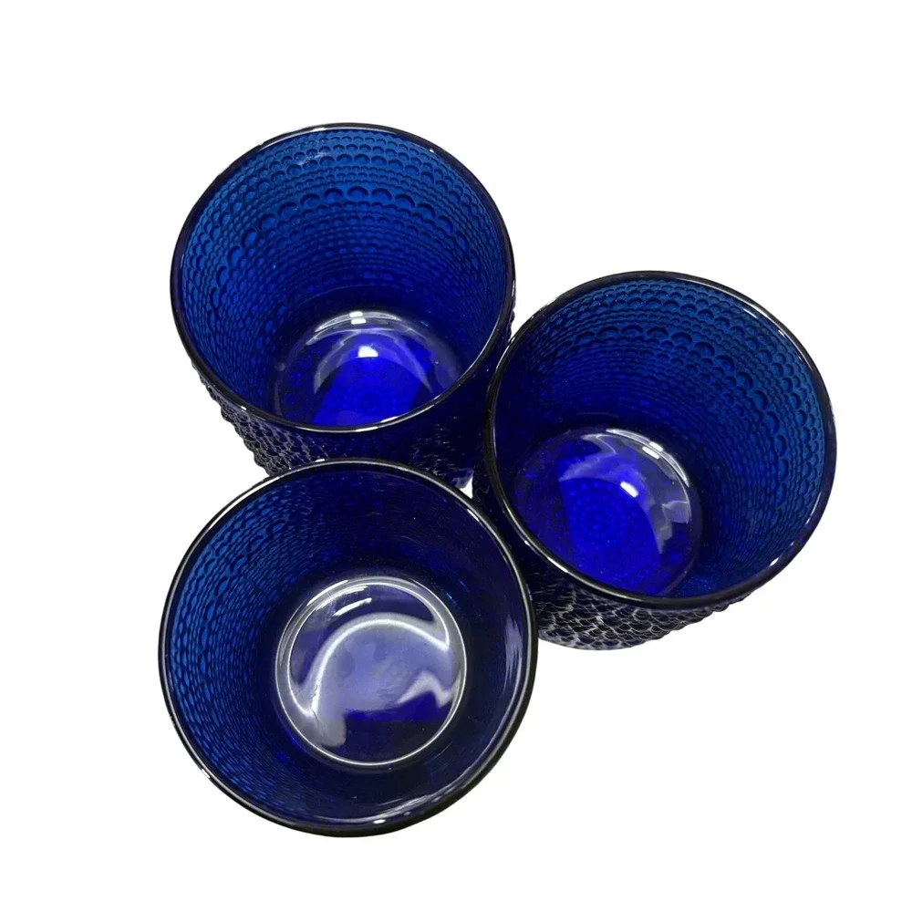Fortessa‎ Jupiter Double Old Fashion Glass, 8 oz, Set of 3, Cobalt Blue VGC